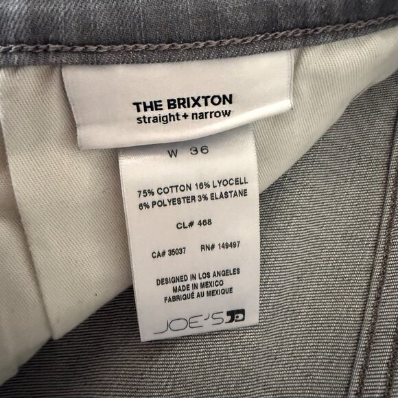 Joe's Jeans Brixton Slim Straight Leg Jeans Men's 36 x 32 Gray Wash - Picture 7 of 9